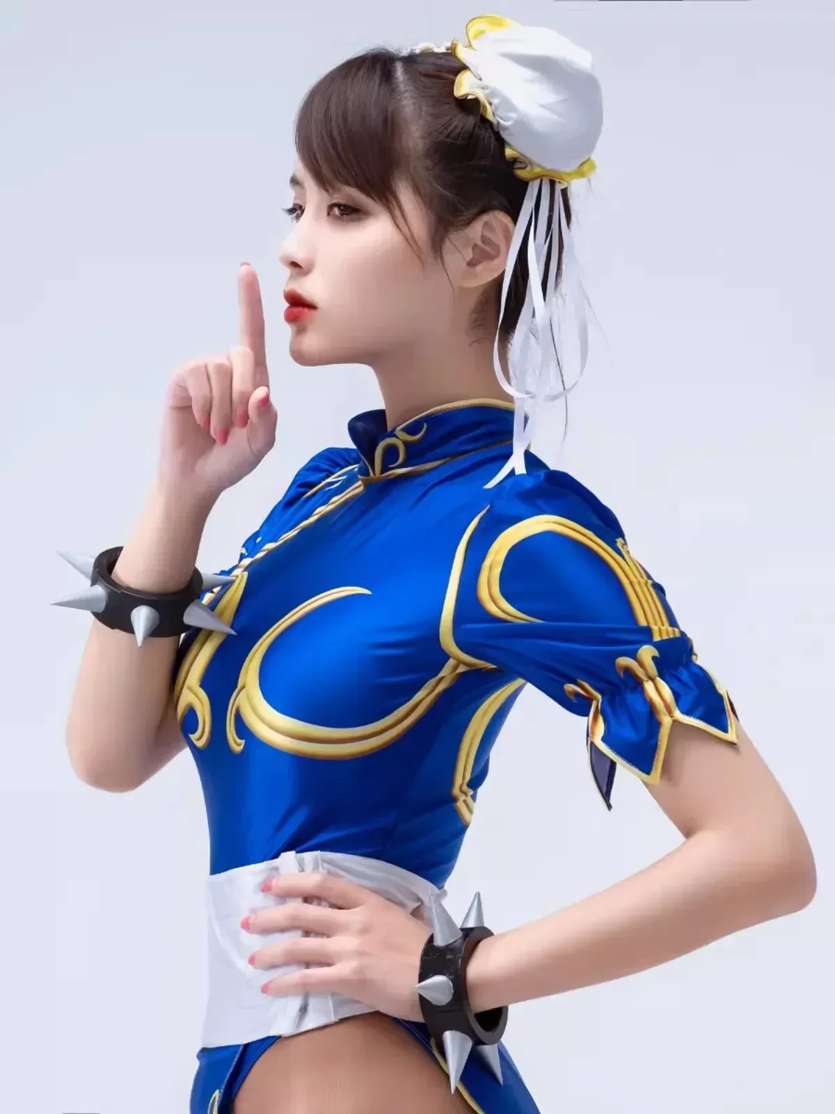 Adult Women Clothing Game Fighter Street Fighter Chun Li Cosplay Costume Pink Cheongsam with Hair Accessories Halloween Costume view 3