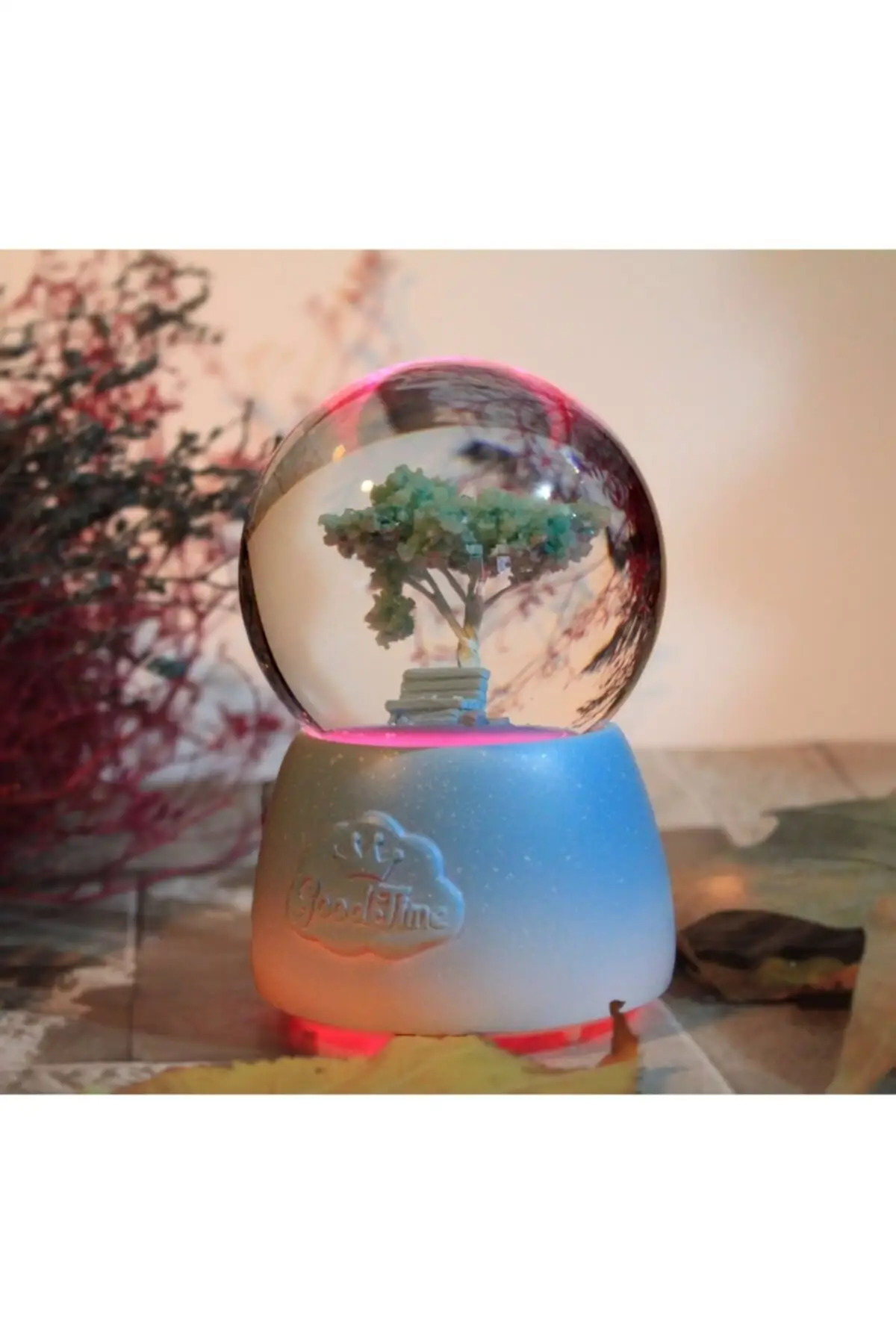 Large Size Snow Globe Decorative Balls with Tree of Life Design Musical Color Changing Lights Home Office Products