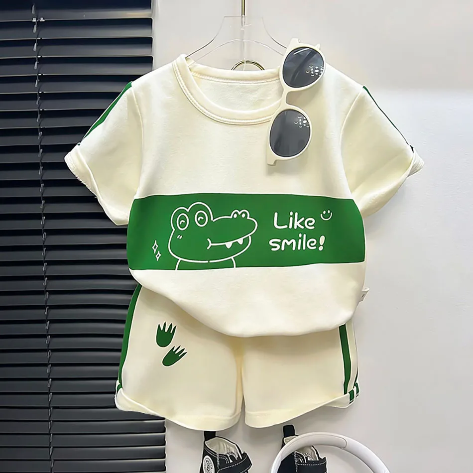 Casual Summer Fashion Outfit for Kids Cartoon Short Sleeve Pajamas Set Boys and Girls Cute and Comfortable Infant Clothing Set