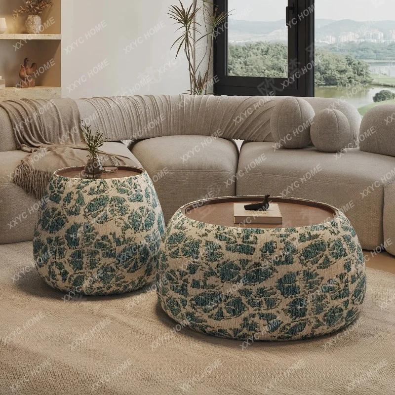 

Round coffee table living room household light luxury high-end small apartment storage coffee table