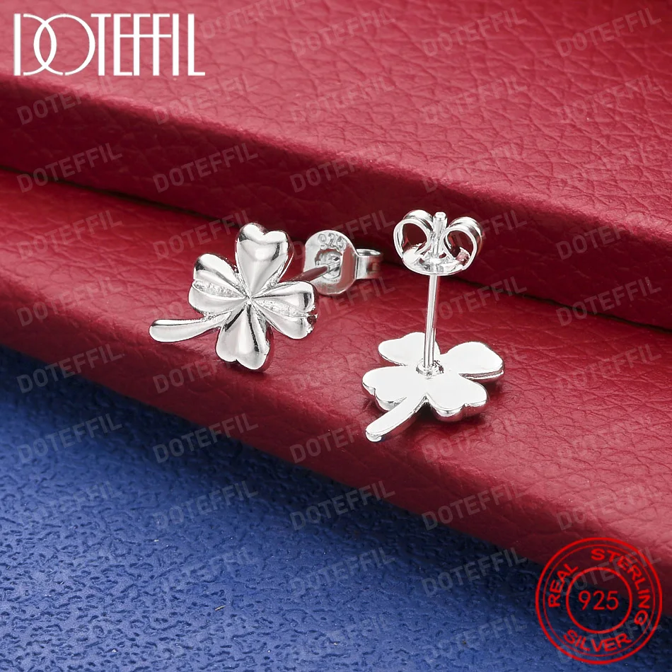 925 Sterling Silber Glücksklee-Ohrringe, Eleganter Schmuck für Damen-Partys und Hochzeiten