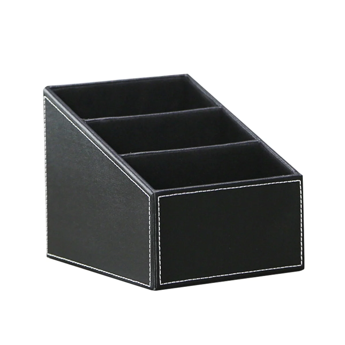 PU Leather Desk Stationery Organizer,Multi-Function Desk Storage Box for Office Pen,Cell Phone,Business Name Cards Black