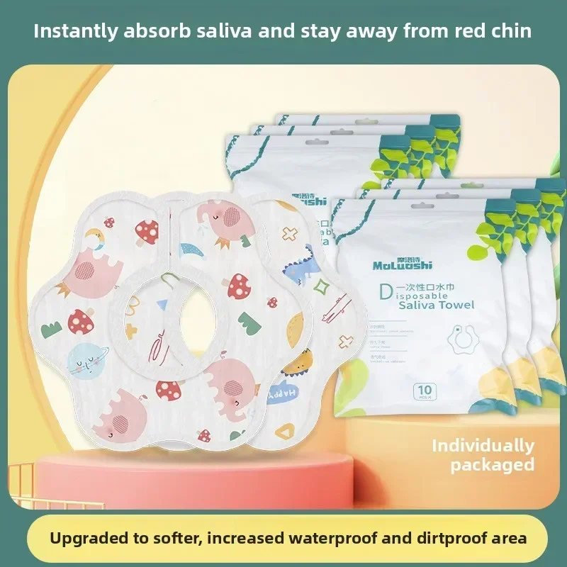 

A pack of 10 disposable bibs, baby drool towel, waterproof 360 degree anti spitting gauze, newborn neck scarf