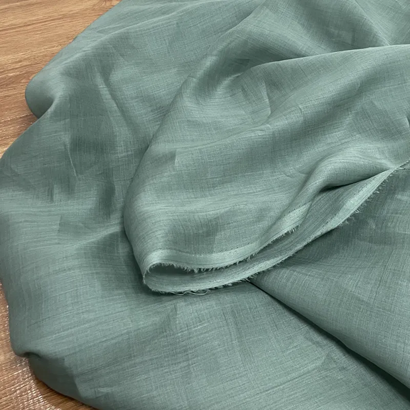 High count pure ramie fabric Pure grayish green sewing materials Dress shirt robe pastoral material for clothes