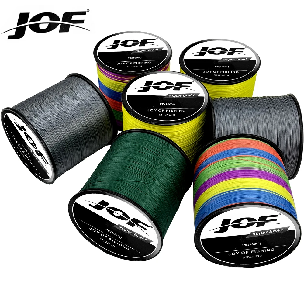 JOF 12/16 Strands Long Distance Throwing 1000m Multifilament PE Braided Multicolor Fishing Line Super Power 25-200LB 0.16-0.80mm