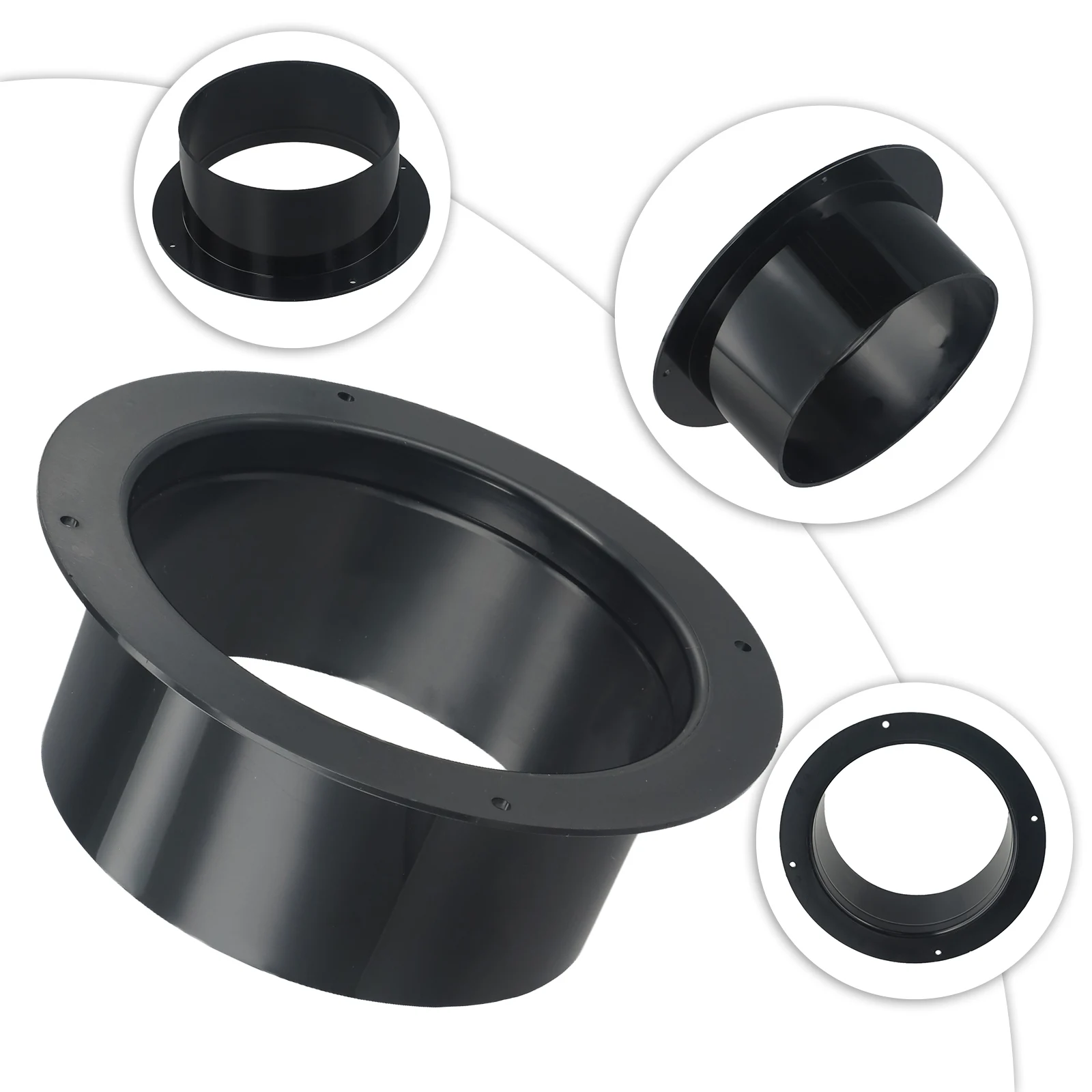 Round Wall Flange Connector Made of ABS for Use in For Ventilation Pipe Assemblies and Airflow Distribution Networks