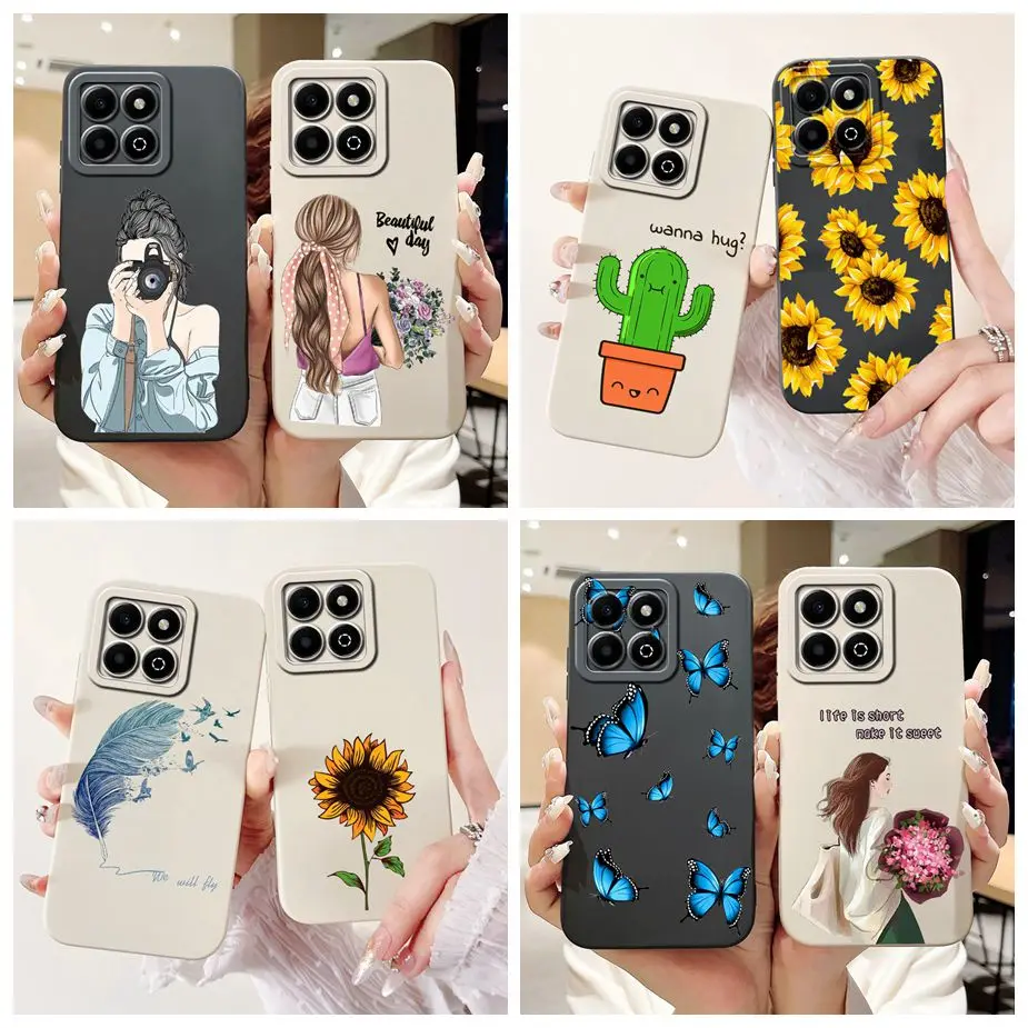 For Honor X6b Case JDY-LX1 Luxury Sunflowers Pretty Girls Cover Matte Phone Case For Honor X6a X 6b HonorX6a HonorX6b Soft Shell