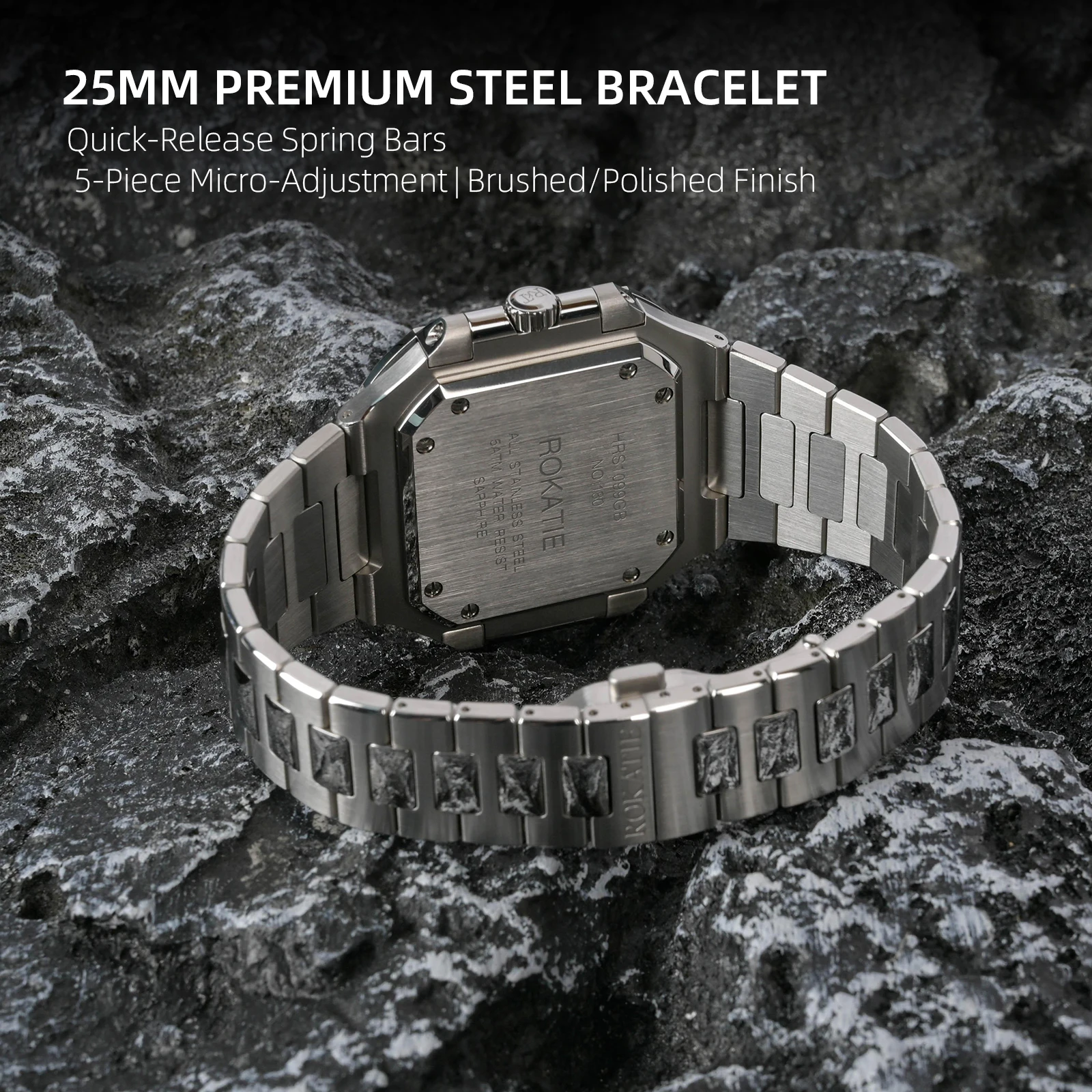 ROKATIE 機械式時計薄型タイプ超発光ステンレス鋼 316L 9015 ムーブメント自動時計 5ATM ビジネスメンズ腕時計