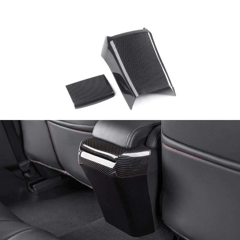 NewCarbon Fiber Car Rear Armrest Box Anti-Kick Plate Armrest Panel Trim Cover for Honda Civic 10Th 2016-2019 Armrest Box Anti-Ki