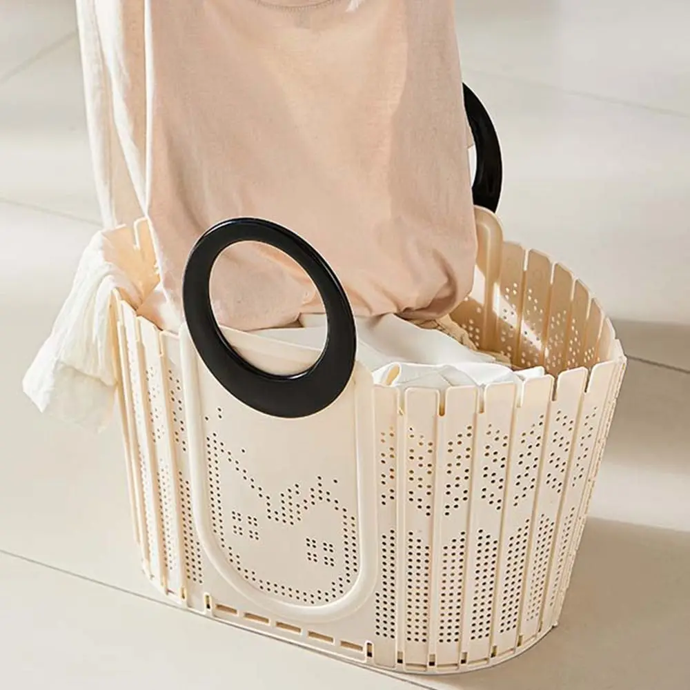 Plastic Foldable Clothes Storage Basket Handheld Wall Mounted Dirty Clothes Basket Large Capacity Space Saving