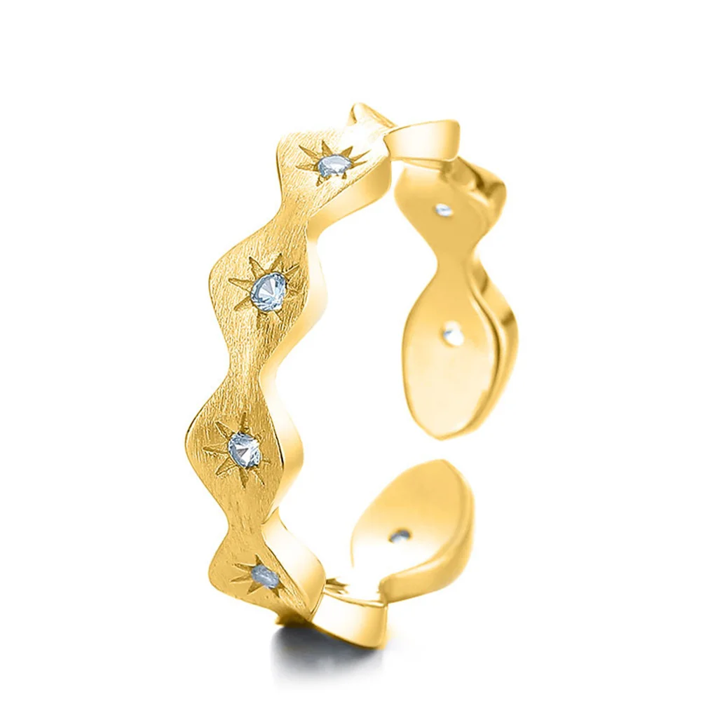 

Женское кольцо из стерлингового серебра 925 пробы с волнистым узором, матовое кольцо со звездочкой, легкий роскошный модный аксессуар во французском стиле