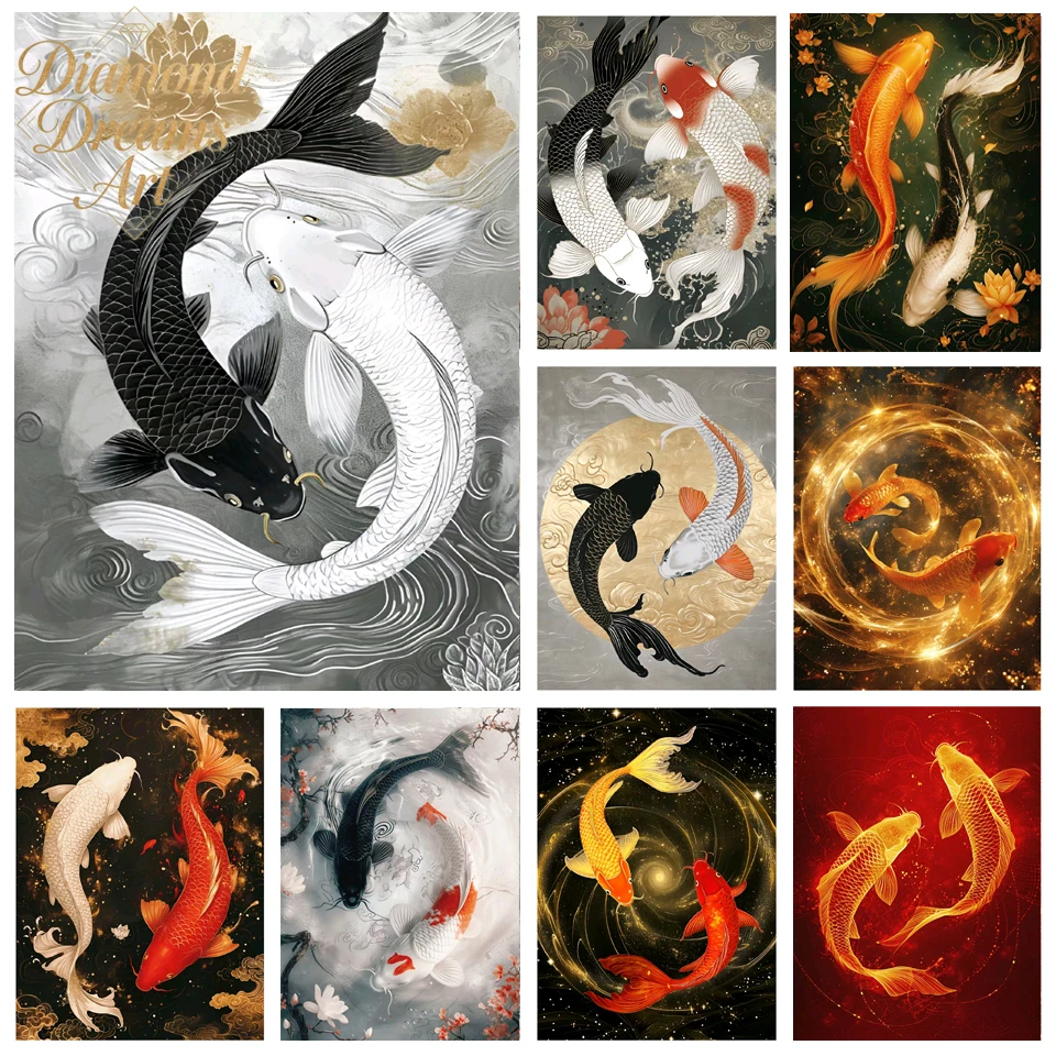 

Frameless,5D DIY Diamond Painting New 2026 Fantasy Koi Fish Full Round Square Diamond Mosaic Embroidery Kit Rhinestone Home Deco