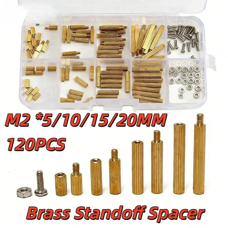 M2 Brass Nylon Standoff Kit 120Pcs with Screws Nuts Assortment for Small Electronic Device Repair Work