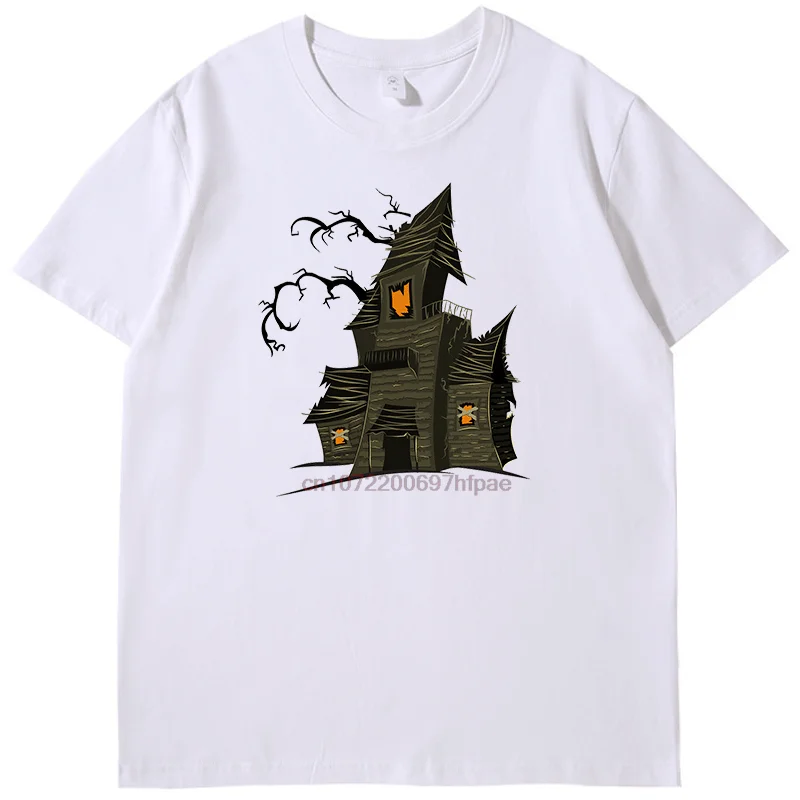Haunted Houses Halloween Fashion Graphic T Shirts Cotton Round Neck T-Shirt Unisex Streetwear Summer New Shirts And T-Shirts