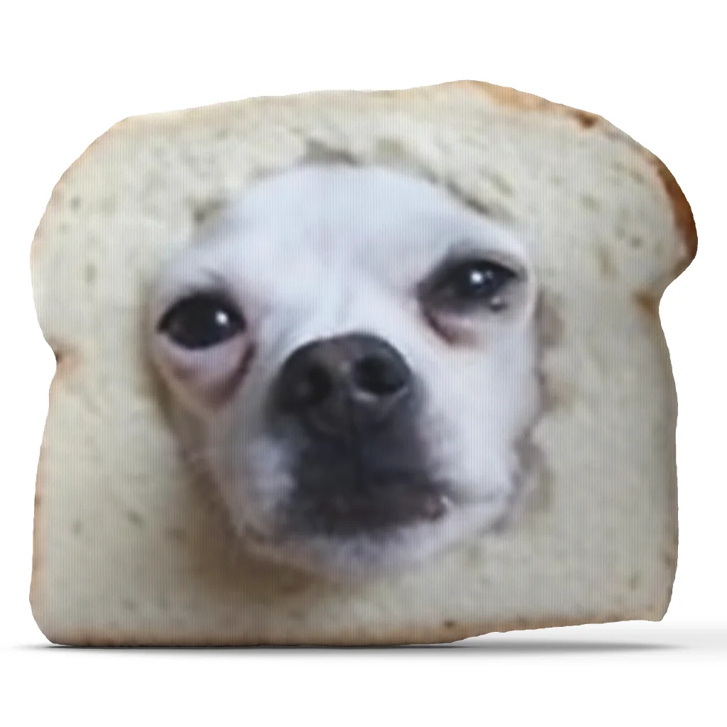 Funny Dog in Toast Shaped Throw Pillow Bread Slice Puppy Cushion Irregular Stuffed Pillow Dog Lover Gift Sofa Home Decor