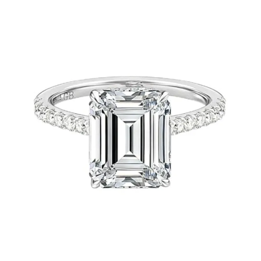 

Gem's Beauty Engagement Rings for Women 4 Carat D Color VVS1 Moissanite Wedding Ring in 925 Silver Moissanite Rings for Women P