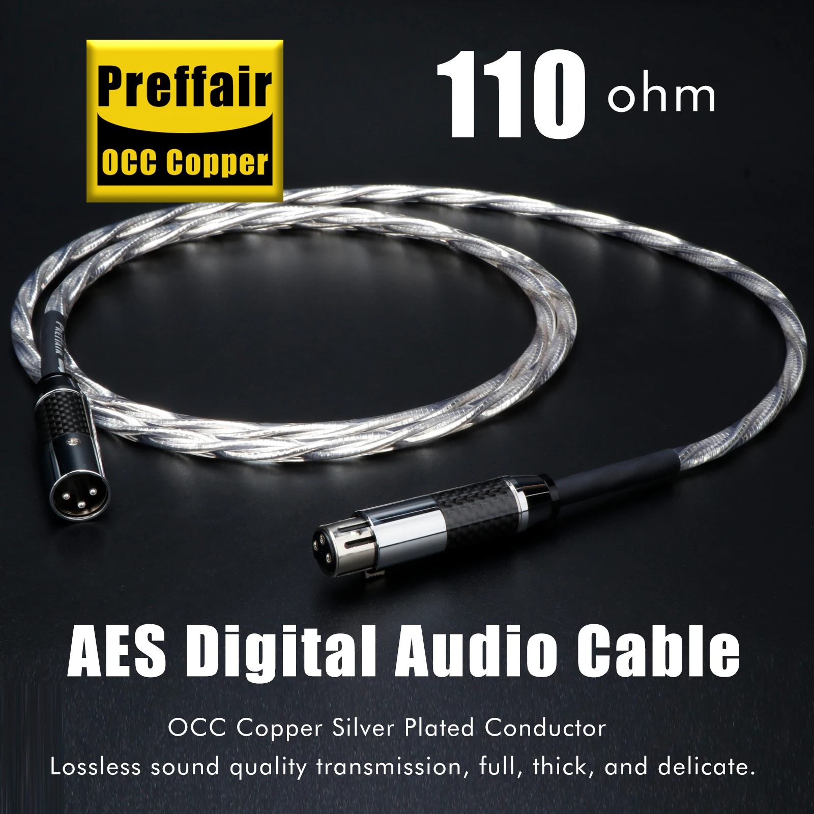 

Preffair OCC Copper Silver Plated XLR balance Coaxial Digital 110 Ohm AES/EBU interconnect cable audiophile,XLR Coaxial Cable