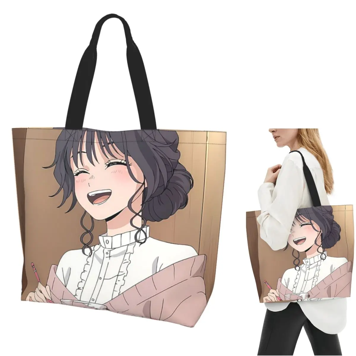 The Fragrant Flower Blooms With Dignity Anime Shopping Tote Bag Canvas Shoulder Bags Shopper Grocery Handbag for Women