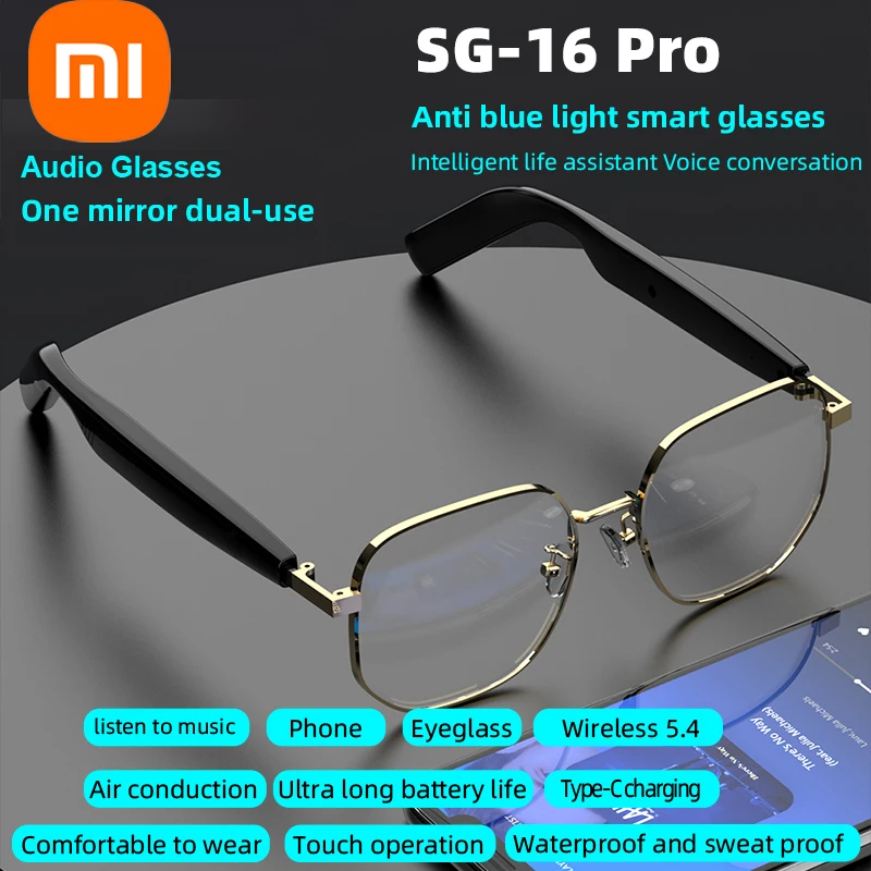 

Xiaomi SG 16pro Bluetooth умные очки портативная гарнитура с защитой от синего света вызовы прослушивание музыки открытые беспроводные умные солнцезащитные очки
