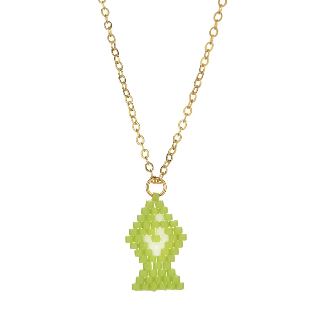 Beaded necklace Originality Pendant Geometry Hand knitting Fish Bohemia Female Adjustable Pattern Tide Simple Rice bead necklace