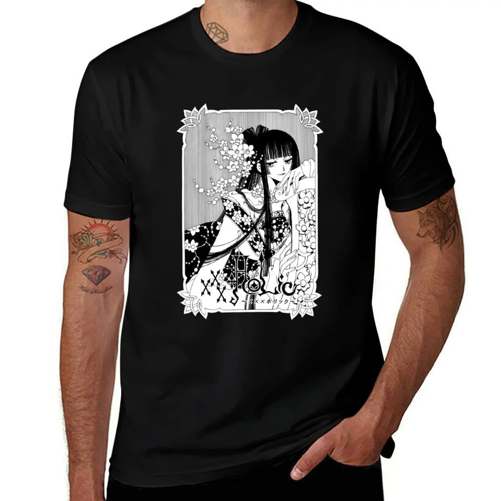 xxxHolic - Футболка Ichihara with Flowers с цветочным принтом, большого размера, с круглым вырезом