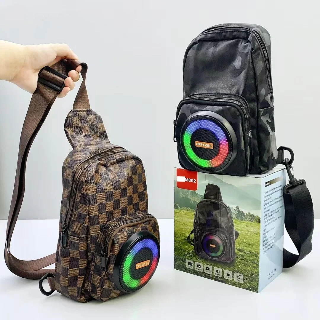Multi-functional Wireless Blue Tooth Speakers Shoulder Bag for Home Outdoor Party Camping with RGB Light Small Subwoofer