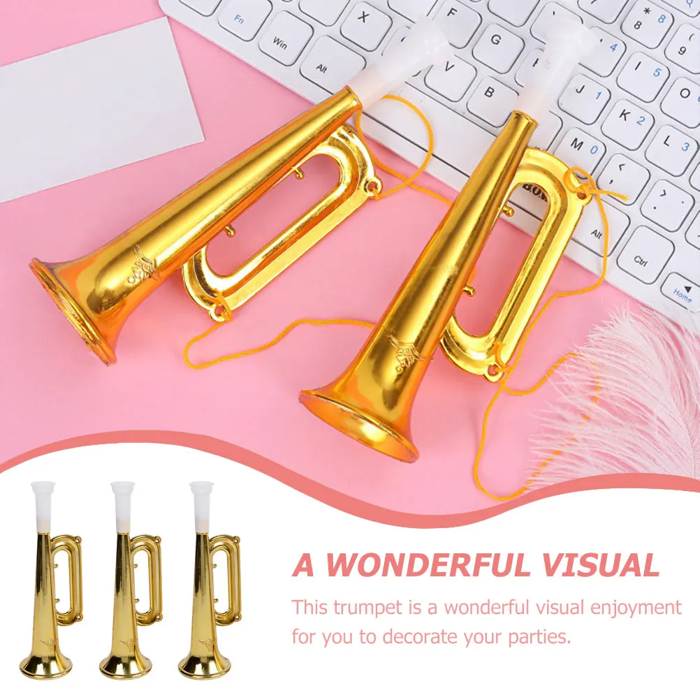 

10 Pcs Golden Cheering Trumpet Props Sports Party Accessories Kids Toys Musical Instruments Wear Resistant Portable Gifts