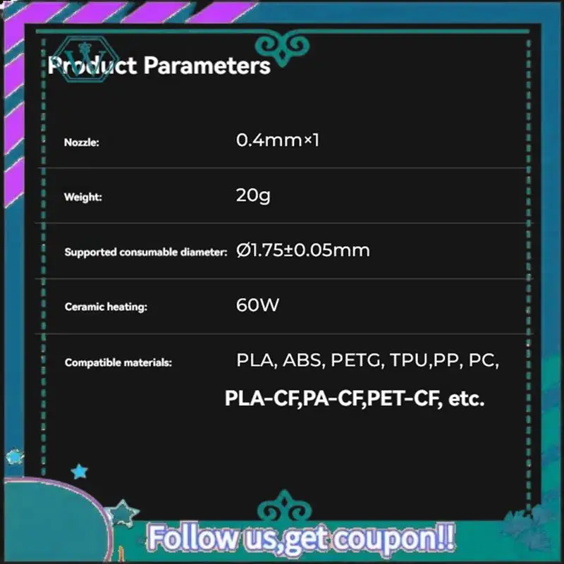 

A75Q-3D Printer Hotend Nozzle Kit For Creality K1C K1 MAX Hotend Titanium Alloy Throat Nozzle 3D Printer Parts