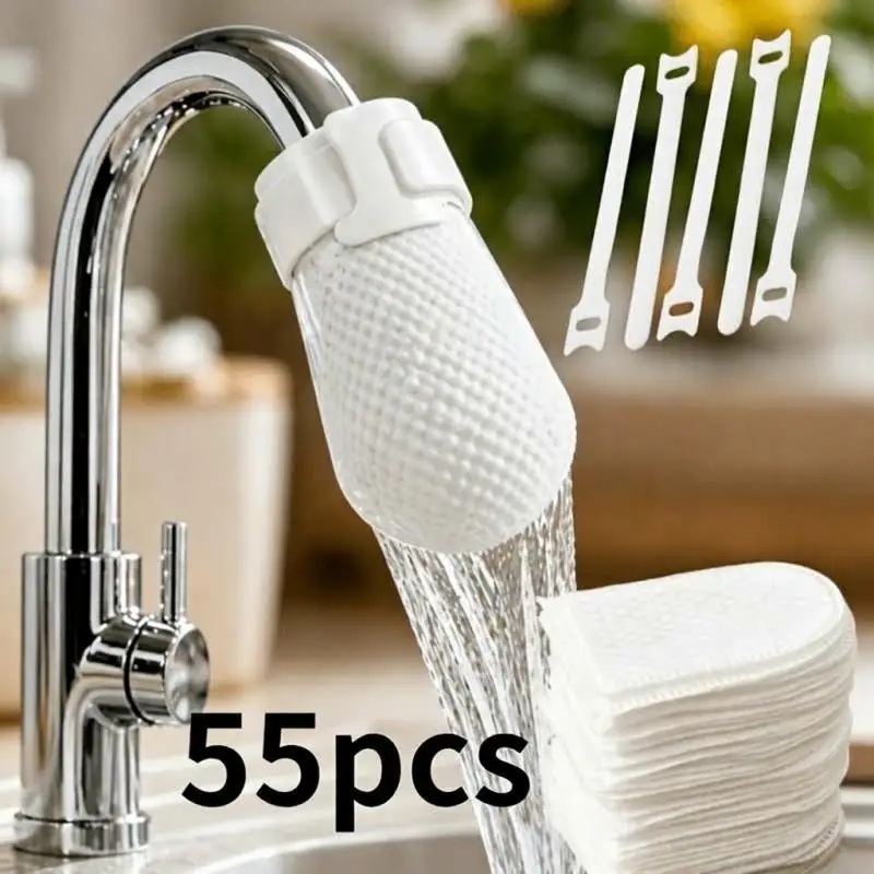 Quick Clean Faucet Filter Bag Anti-spatter Cotton Sock With Adjustable Strap Sediment Separator For Well Spring Daily Water Use