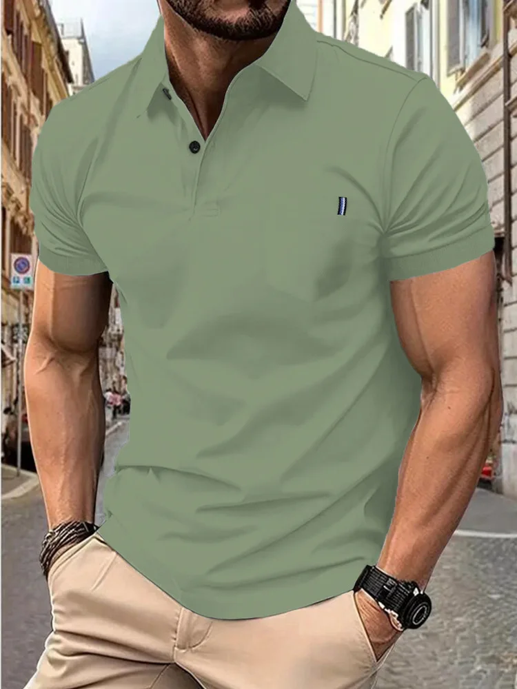 Polo Shirts Office Men's Casual Lapel T-Shirt Spring Summer Breathable Golf Wear Oversized Short Sleeved Sports Tops Tee