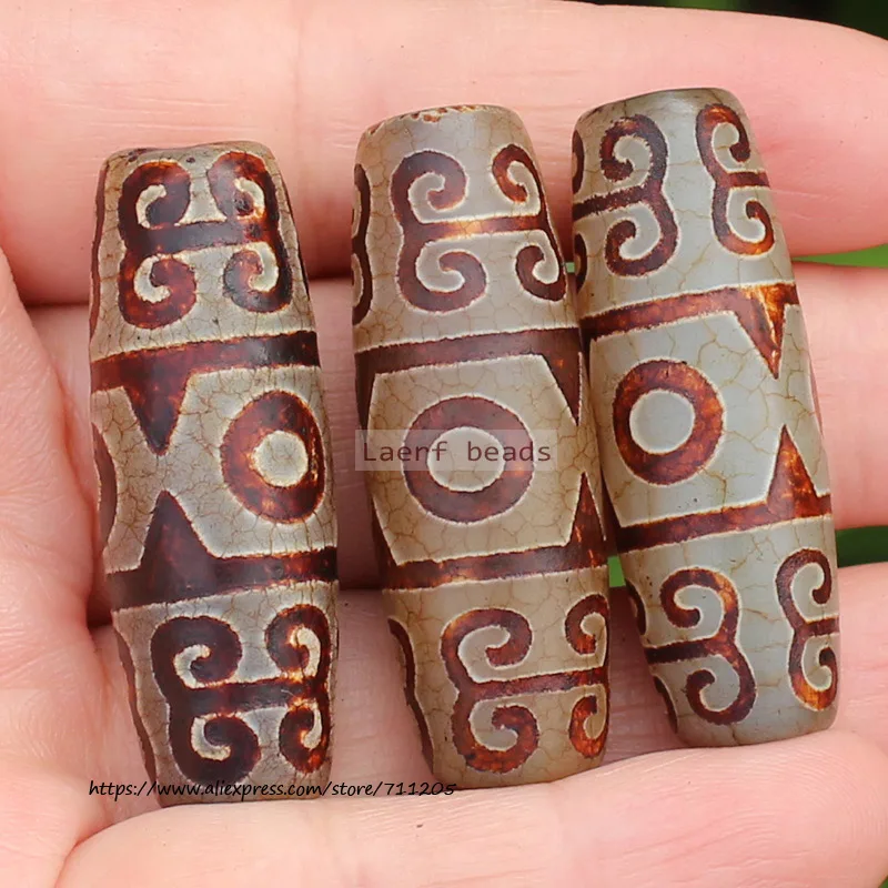 Around 40mm Natural Ancient Red Tibet Dzi Agate Beads,Many Patterns ,Lucky Symbol,Powerful Amulet,For DIY Jewelry Making !