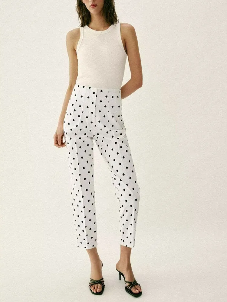 Spring New Arrival Women's Fashionable Casual Polka Dot High Waist Pants Elegant Atmosphere 25-35 Years Old Suitable