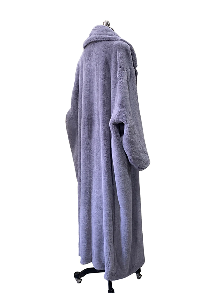Nerazzurri Autumn Winter Oversized Long Grey Black Warm Bat Sleeved Faux Fur Coat Women Loose Casual Chic Fluffy Overcoat 2026