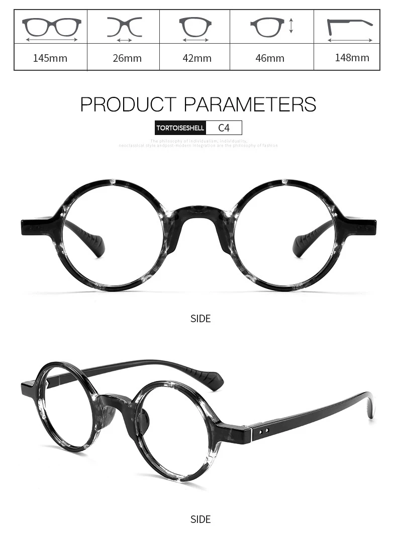 2024 neue Japanische Vintage Große runde Rahmen Acetat Brille Rahmen Männer Brillen Rahmen Frauen Luxus Marke Brillen – Detail 6