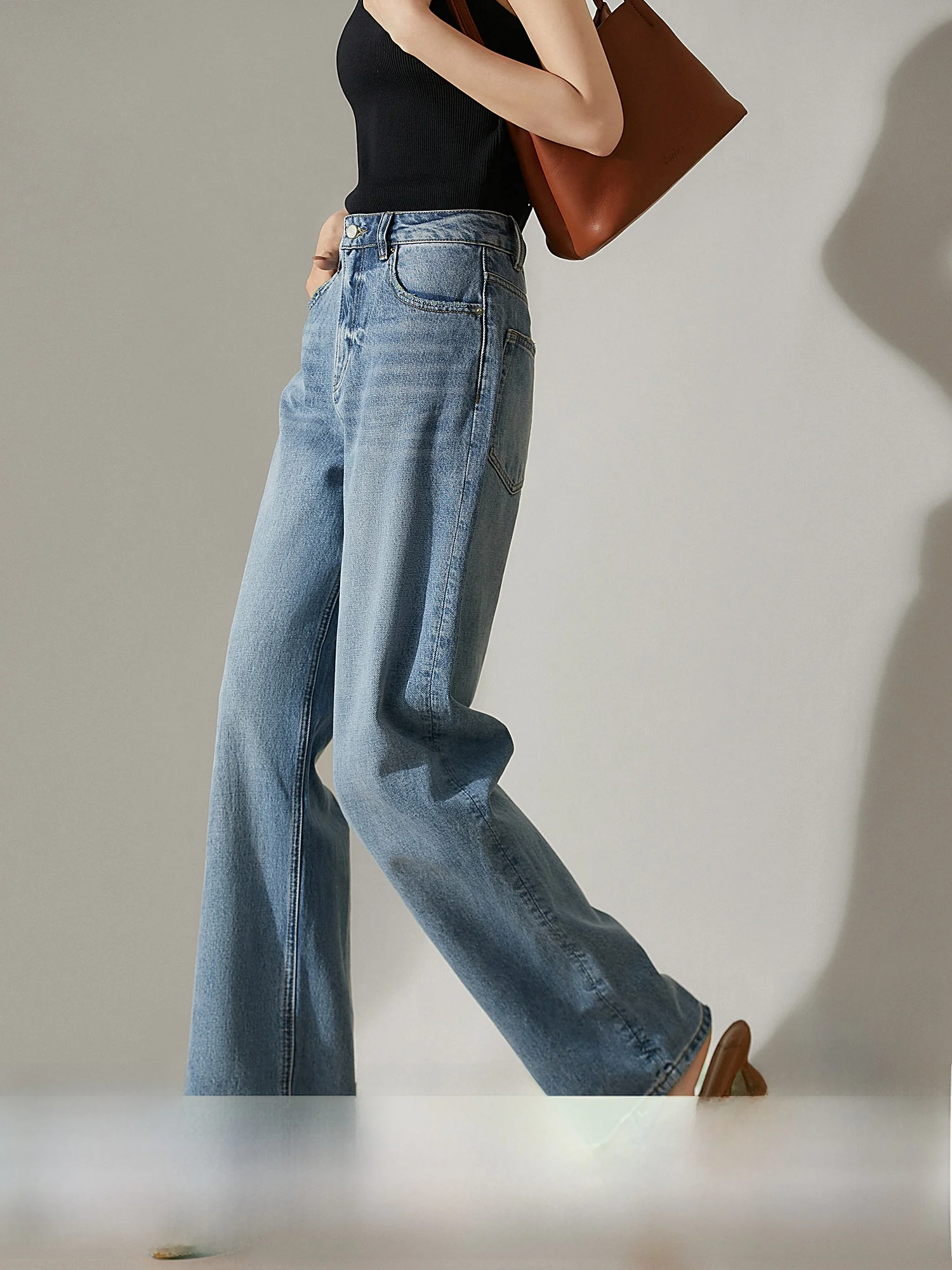 

Biodeadable Cotton Lyocell Denim Straight Leg Pants Conceal Meat Long Legs High Waist Zipper Fly Daily Wear Comfortable Bre...