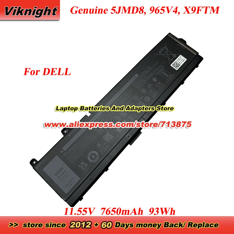 

Оригинальный аккумулятор 5JMD8 5JMD8 965V4 11,55 В 7650 мАч 93 Втч для ноутбуков DELL Precision 16 7670 17 7770 Performance Series