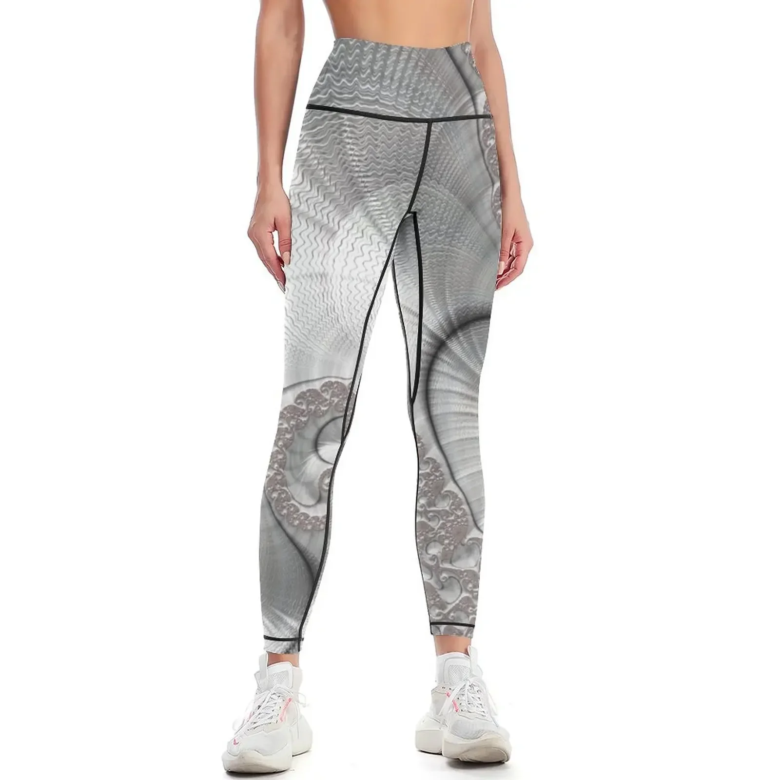 

Almost Silver Fractal Art Leggings push up legging flared Legging sport sports woman gym Womens Leggings