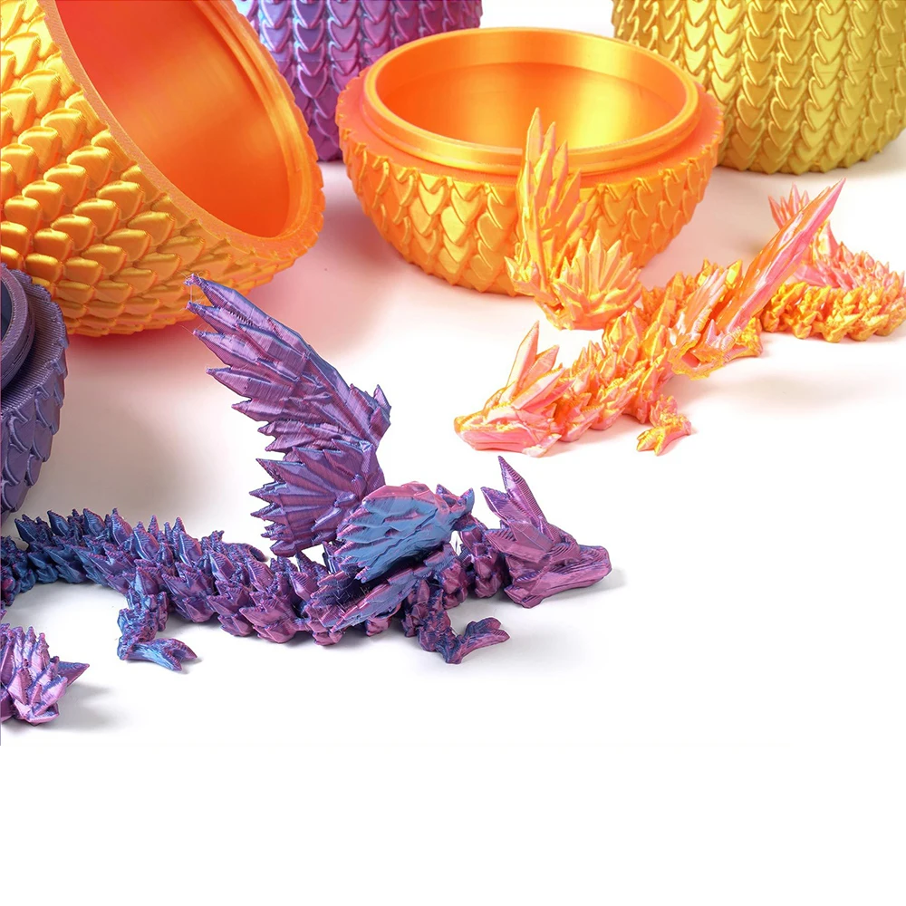 3D Printed Model Toys Wing Dragon Multi-joint Ornament Egg Kids Toys Realistic Animal Figures Decorative Desktop Boys Gifts Toy