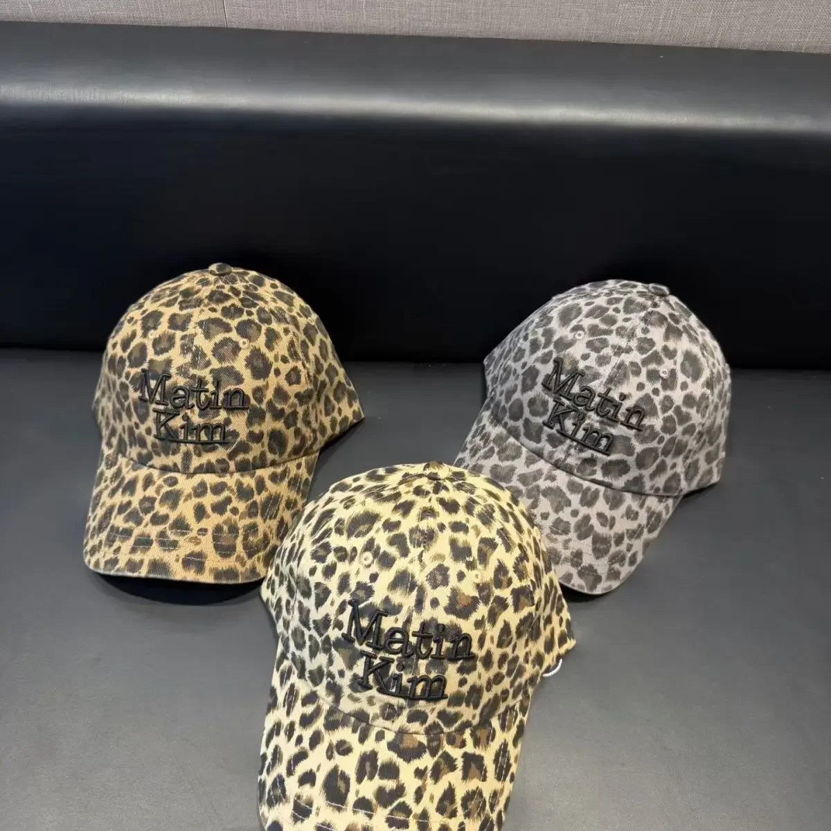Matin Kim Leopard Ball Cap Wide Brim Embroidered Logo Ningning Style Unisex Couple