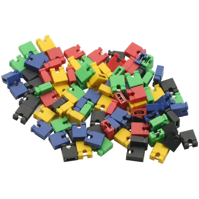 100PCS Red Yellow Black Green Blue Pitch Jumper shorted Cap & Headers & Wire Housings 2.54MM SHUNT NEW