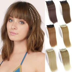 Azqueem sintético invisível curto em linha reta almofadas de cabelo clip em extensão do cabelo aumentar parte superior do cabelo capa lateral hairpiece para mulher