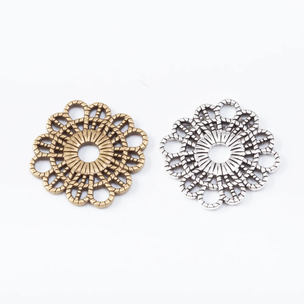 20pieces (flower) vintage zinc alloy charm metal pendant DIY jewelry discovery making accessories 1110