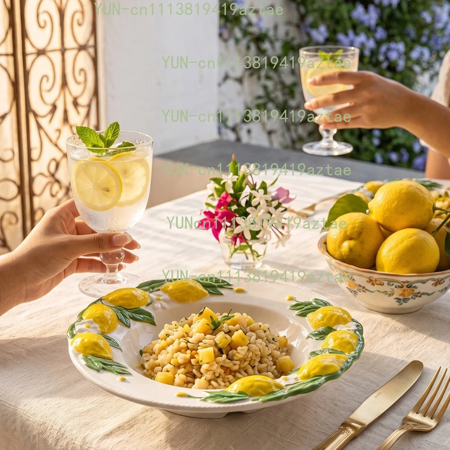 Ceramic Relief Dinner Plate Lemon Dish Tableware Lemon Fruit Tray Dinner Plates Dinner Set Plates and Dishes Soup Bowl