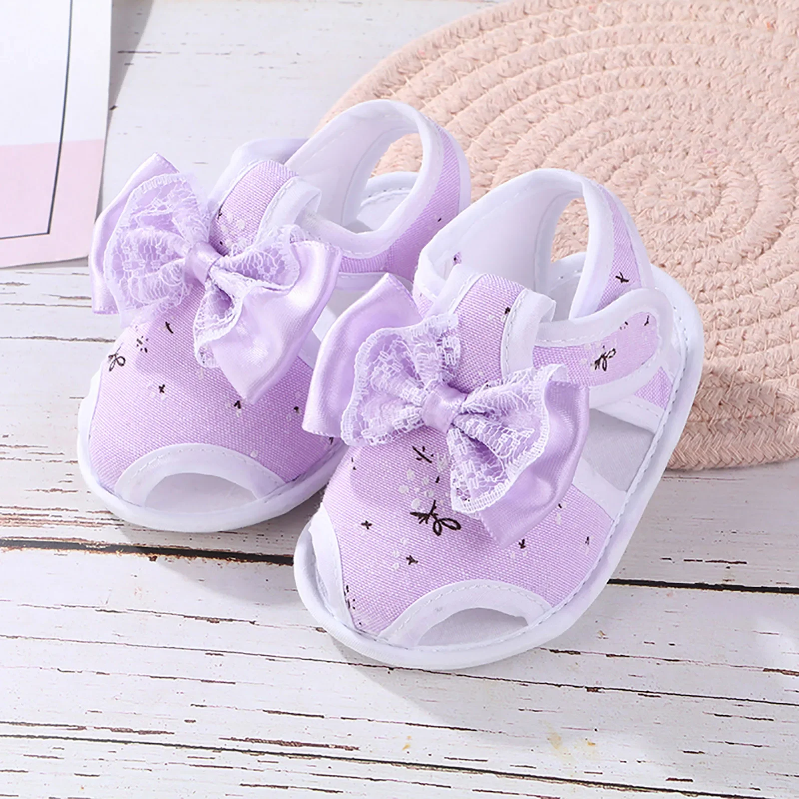 Children Sandals First Walker Fashion Breathable Holow Out Sandals Baby Girls Boys Soft Sole Shoes Summer Sweet Lace Bow Shoes