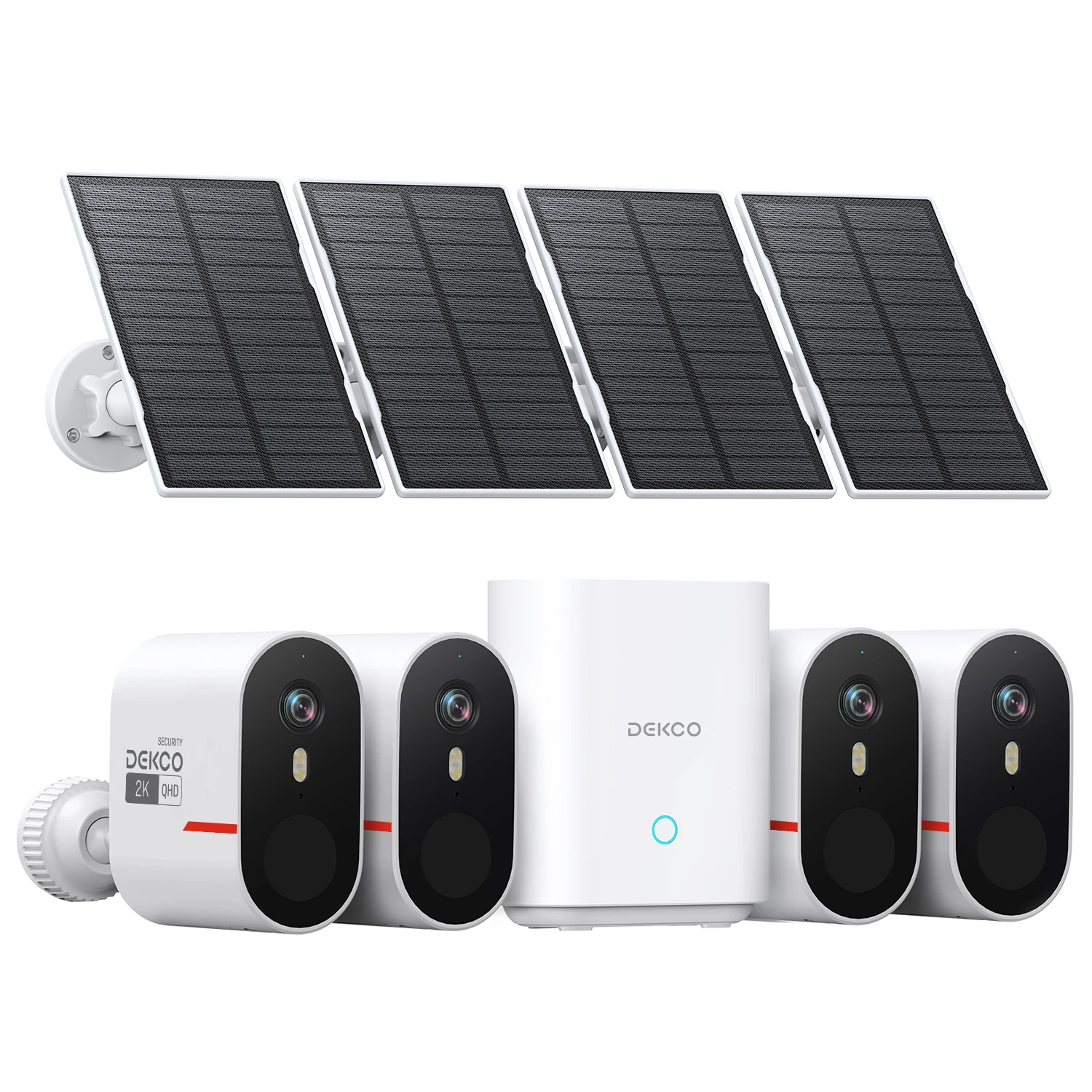 Dekco 3MP WiFi Solar Camera Systeem 4 Cam Kit Outdoor Draadloze Home Security Camera Kleur Nachtzicht 2-weg Audio CCTV Cam