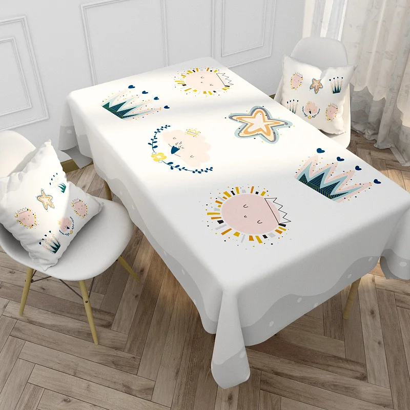 Simple Cartoon Pattern Nordic Printed Tablecloth for Home Use Living Room Kitchen Waterproof and Oil Resistant Tablecloth