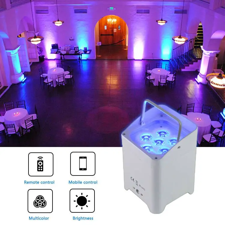 outdoor dmx 6pcs * 18w RGBWA dj stage lighting uv battery powered uplights wedding led wireless uplight