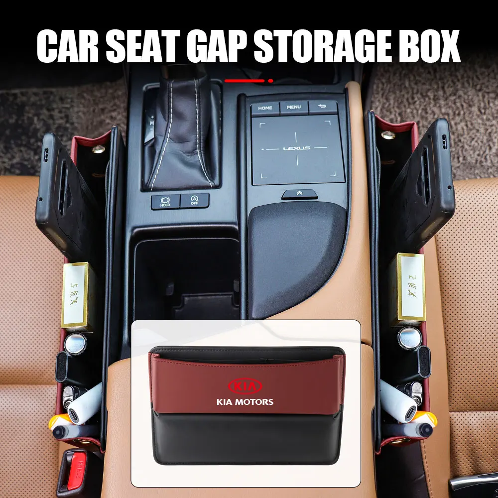 Caja de almacenamiento de Fille con hendidura lateral para asiento de coche, accesorios para Kia Sportage 3 Rio K2 K5 K3 Ceed Carnival Picanto Soul EV6 Niro II