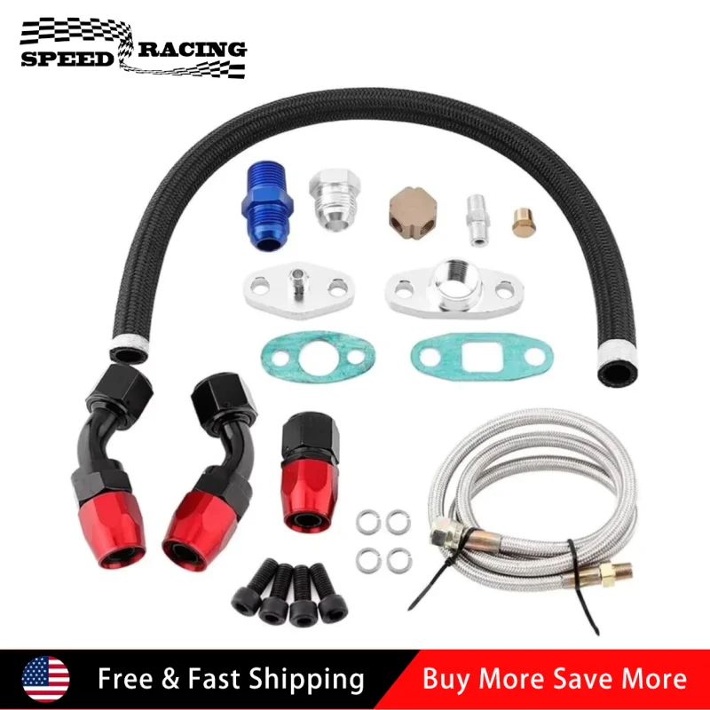 

Алюминиевая линия подачи масла + комплект фитингов возврата слива масла AN10 для Turbo T3 T4 T04 GT32 GT40 GT42 GT4088R GT4049R GT4294R GT4202R