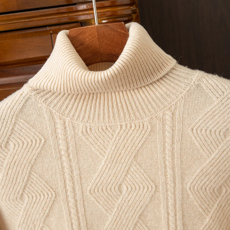 

Fall/Winter 2025 New 100% Pure Wool Sweater Men's Lapel Pullover Long Sleeve Sweater with High Collar and Loose Bottom Knitwear